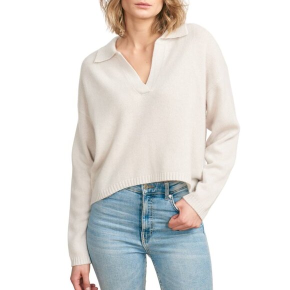 Jumper 1234 Womens Cashmere Sweater Crop Collar in Marble Size 2 - M - Picture 1 of 7